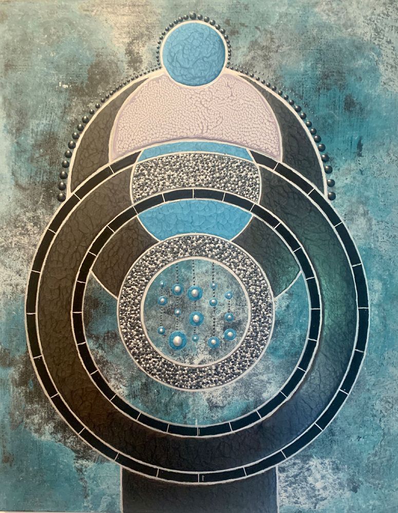 Elara — Acrylic and Oil, 16” x 20” Wood Cradleboard